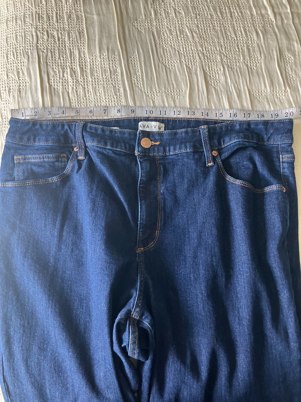 AVA & VIV Dark Wash Mid Rise Flare Leg Jeans Size 20 - Picture 6 of 11